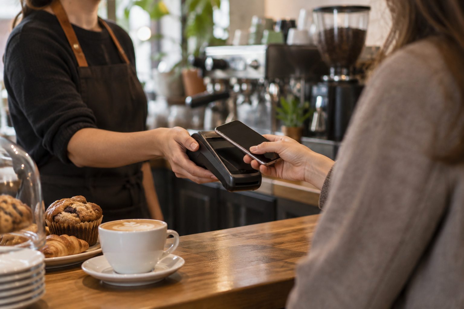 Le comptoir d’un bar qui encaisse avec Shoppi Pay
